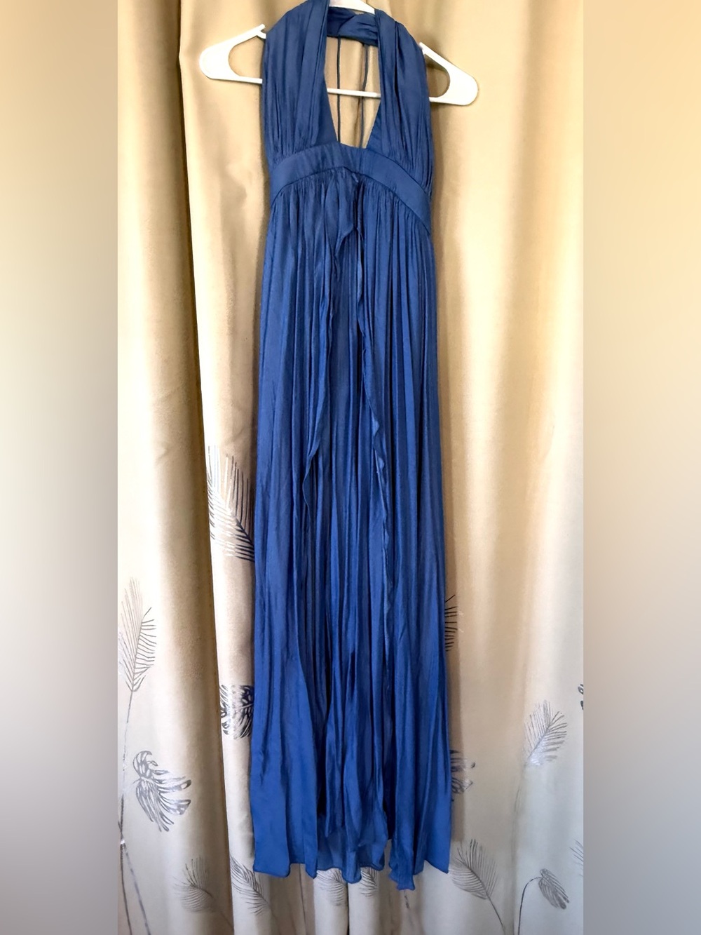 Lulu's Vibrant Blue Grecian-style Maxi Dress with Halter Neckline